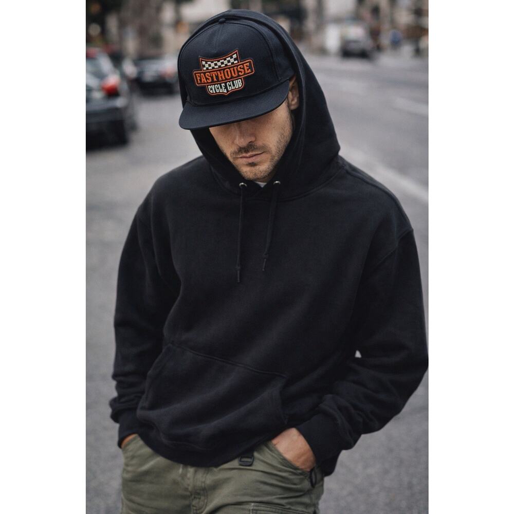 Fasthouse Hat Snapback Mens One Size Black Krest Cycle Club Patch Logo NWT